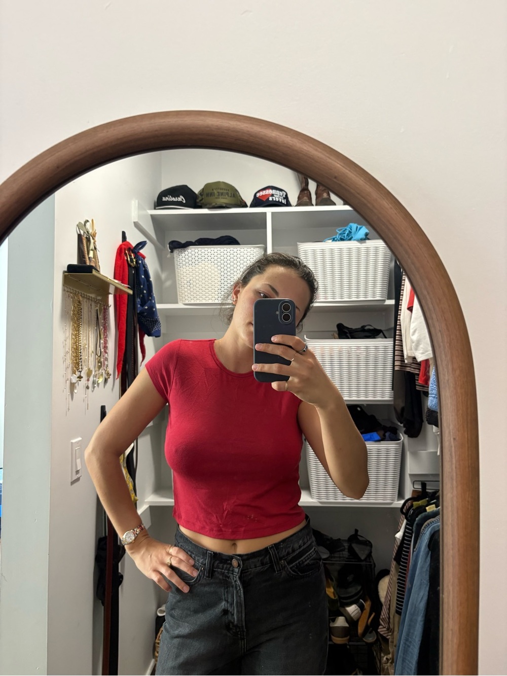 PacSun Red Crewneck Crop Tee